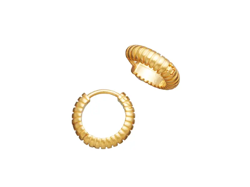 GOLD-PLATED SILVER STRIPED EARRINGS HUGGIE GIOVANNI RASPINI 11964