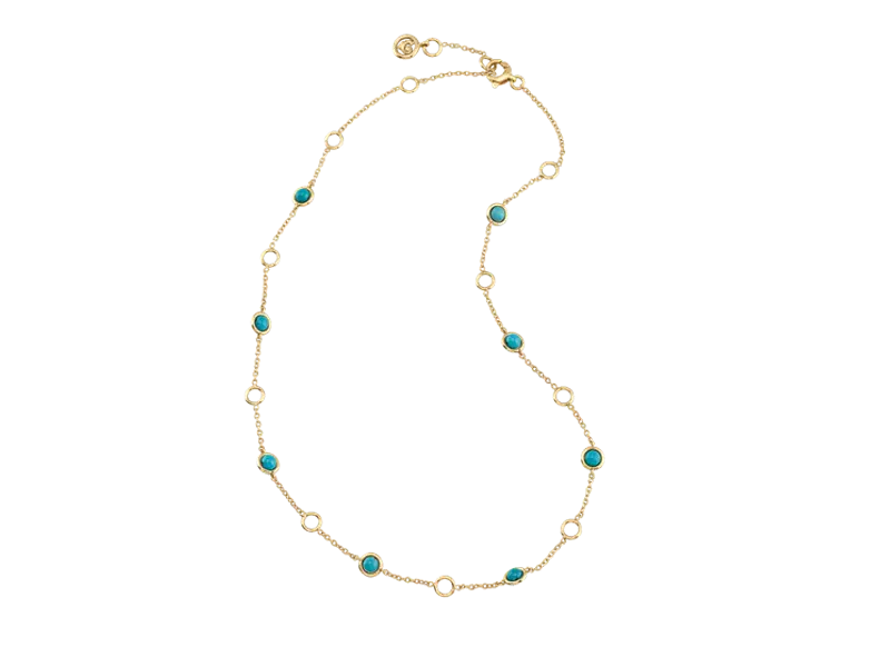 18KT YELLOW GOLD CHAIN WITH TURQUOISES ACCESSORIES CHANTECLER 42925