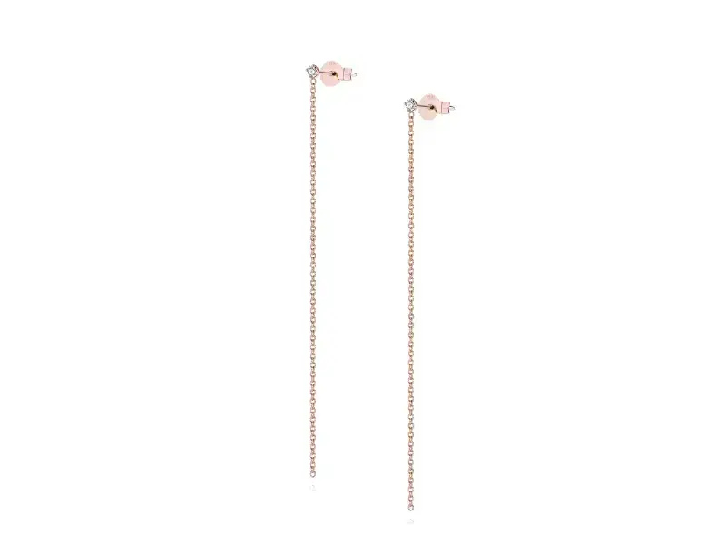 18KT ROSE GOLD PENDANT EARRINGS WITH DIAMOND LINEE E ARCHI BURATO CL460