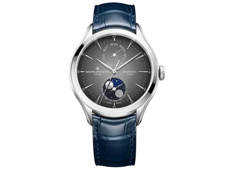 AUTOMATIC MEN'S WATCH STEEL/LEATHER WITH MOON PHASE, DATE AND DAY CLIFTON BAUME &MERCIER M0A10548