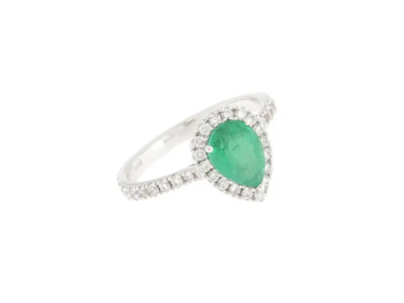 18KT WHITE GOLD RING WITH EMERALD AND DIAMONDS JUNIOR B A13480/SM