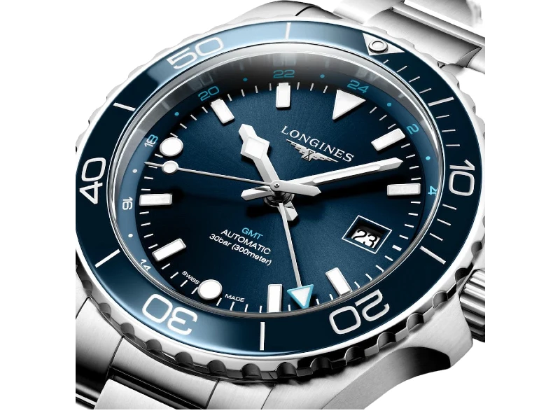 AUTOMATIC MEN'S WATCH STAINLESS STEEL/STEEL CERAMIC BEZEL GMT HYDROCONQUEST LONGINES L3.890.4.96.6