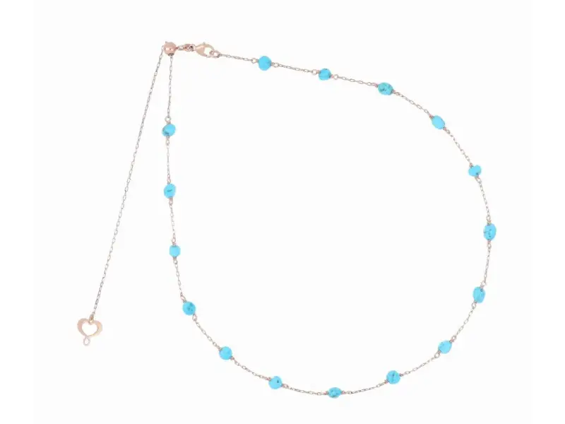 18KT ROSE GOLD NECKLACE WITH TURQUOISE MAMAN ET SOPHIE GHPTATU