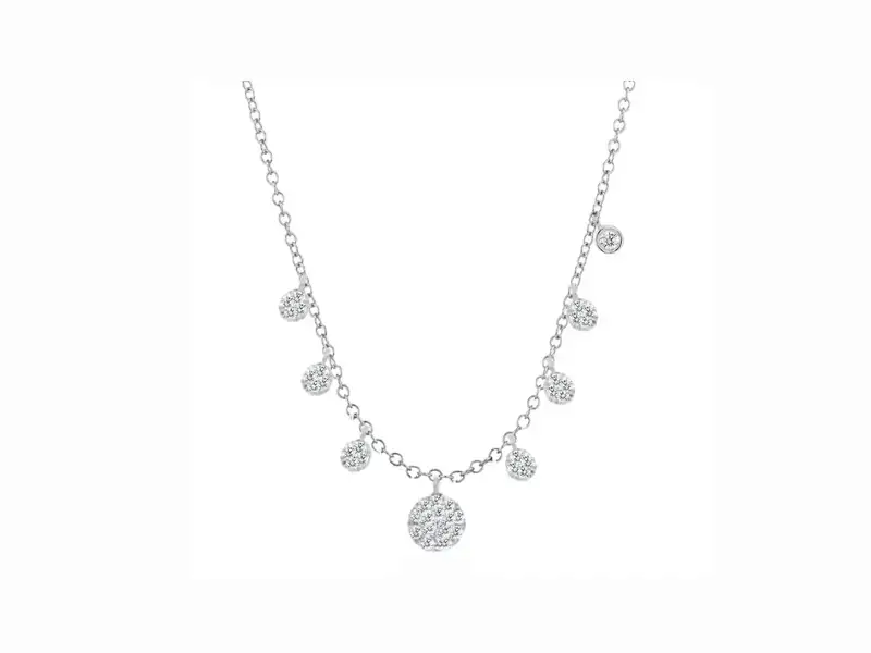 18KT WHITE GOLD NECKLACE WITH DIAMOND PAVE' PENDANTS MEIRA T. N11845