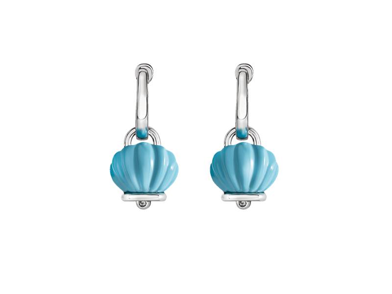 ORECCHINI CAMPANELLA IN ARGENTO E BIORESINA COLOR TURCHESE E DUE DIAMANTI CHANTECLER 44040
