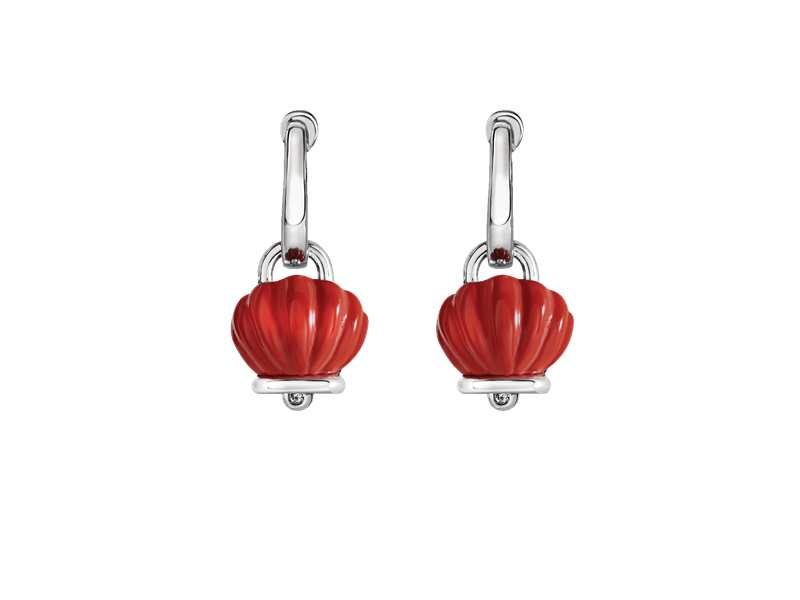 ORECCHINI CAMPANELLA IN ARGENTO E BIORESINA COLOR CORALLO E DUE DIAMANTI CHANTECLER 44037
