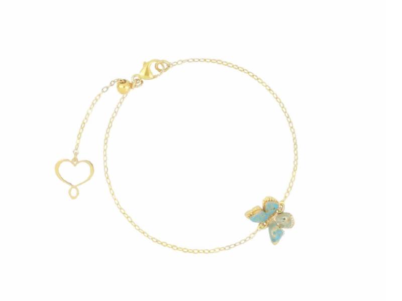 SILVER BRACELET WITH LIGHT BLUE ENAMEL BUTTERFLY LE FARFALLE MAMAN ET SOPHIE PBFARPGI