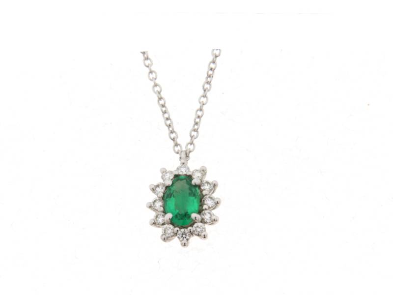 GIROCOLLO IN ORO BIANCO 18 KT SMERALDO E DIAMANTI POLELLO G3344CB