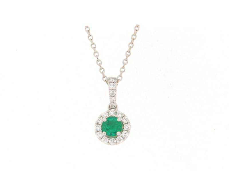 GIROCOLLO IN ORO BIANCO SMERALDO E DIAMANTI CIELO 1732SM