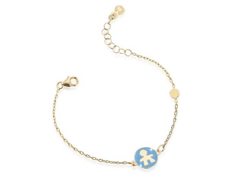 BRACCIALE ORO GIALLO 18KT E SMALTO AZZURRO ICON BIMBO I CLASSICI LE BEBE' PMG067