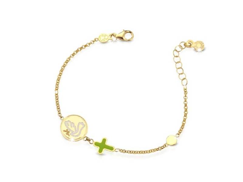 YELLOW GOLD 9KT  BRACELET PROTECT ME WITH DOVE AND CROSSPRIMEGIOIE LE BEBE' PMG081