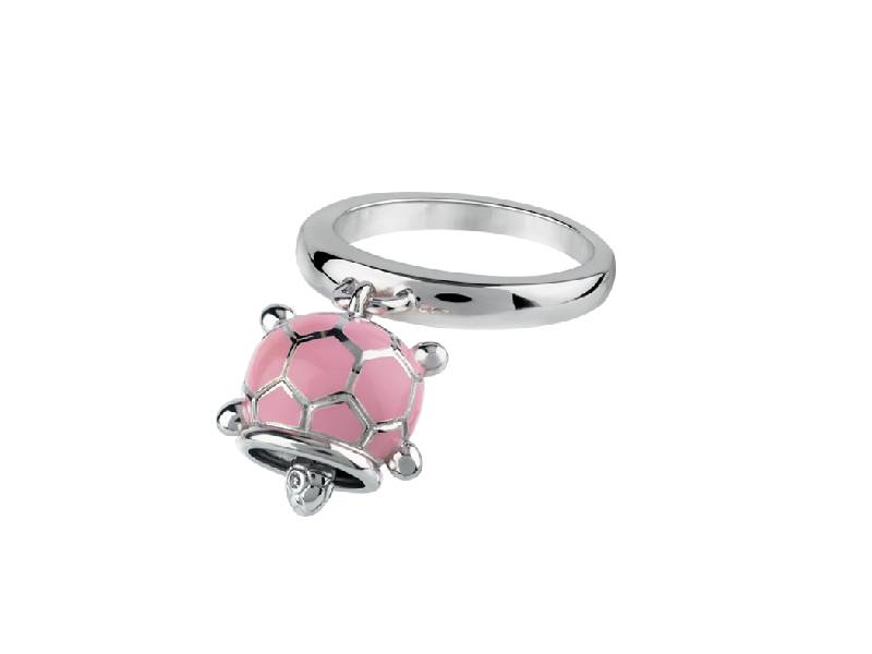 MICRO TURTLE RING IN SILVER, PINK ENAMEL AND WHITE DIAMOND ET VOILA' CHANTECLER 39016