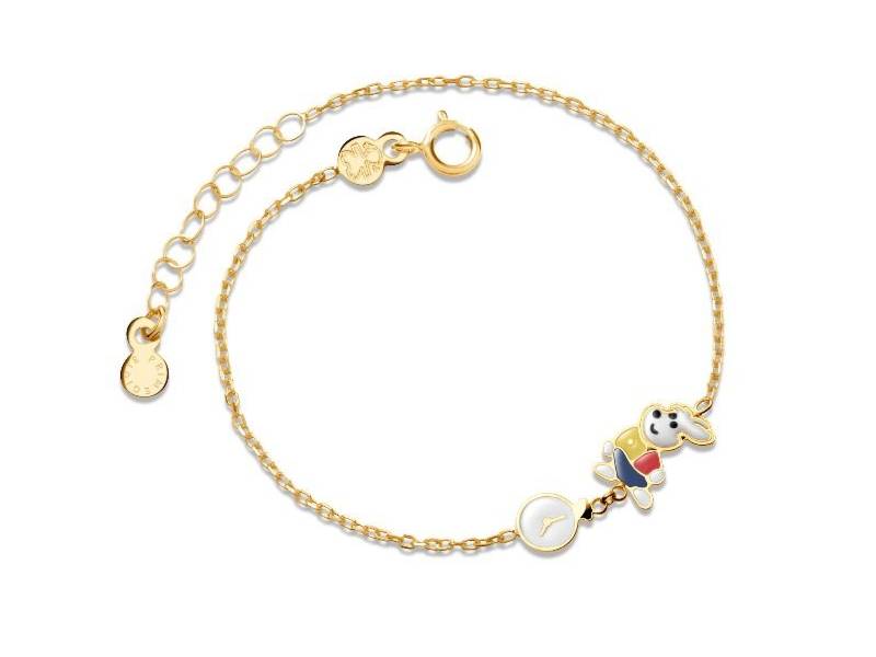 YELLOW GOLD 9KT BRACELET FIABE WHITE RABBIT AND WATCH PRIMEGIOIE LE BEBE' PMG094