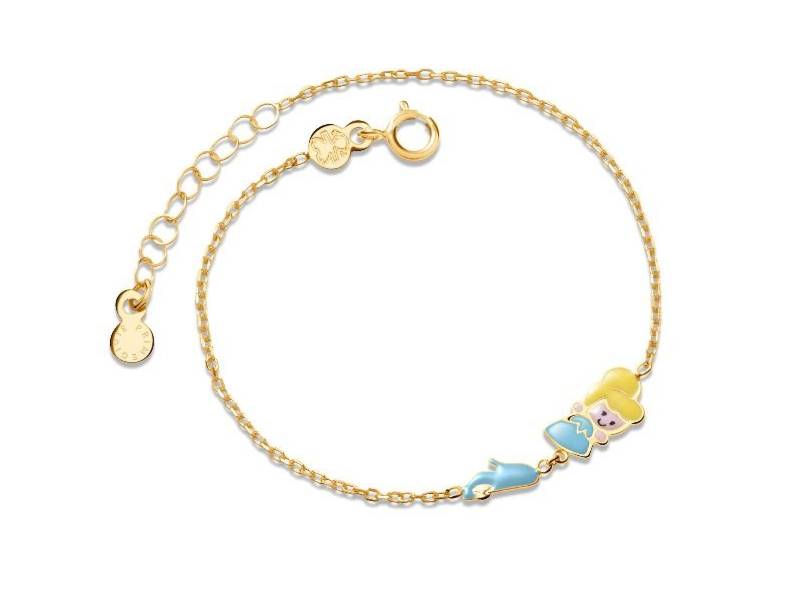 YELLOW GOLD 9KT BRACELET FIABE CINDERELLA AND SLIPPER PRIMEGIOIE LE BEBE' PMG090
