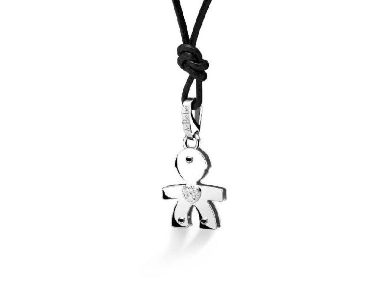 PENDANT GOLD 9KT BOY SILHOUETTE AND PAVÉ DIAMOND HEART I DIAMANTINI LE BEBE' LBB061/LBB066