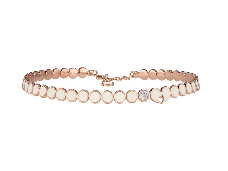 CHOKER ROSE GOLD, WHITE ENAMEL AND DIAMONDS PAILLETTES CHANTECLER 41136