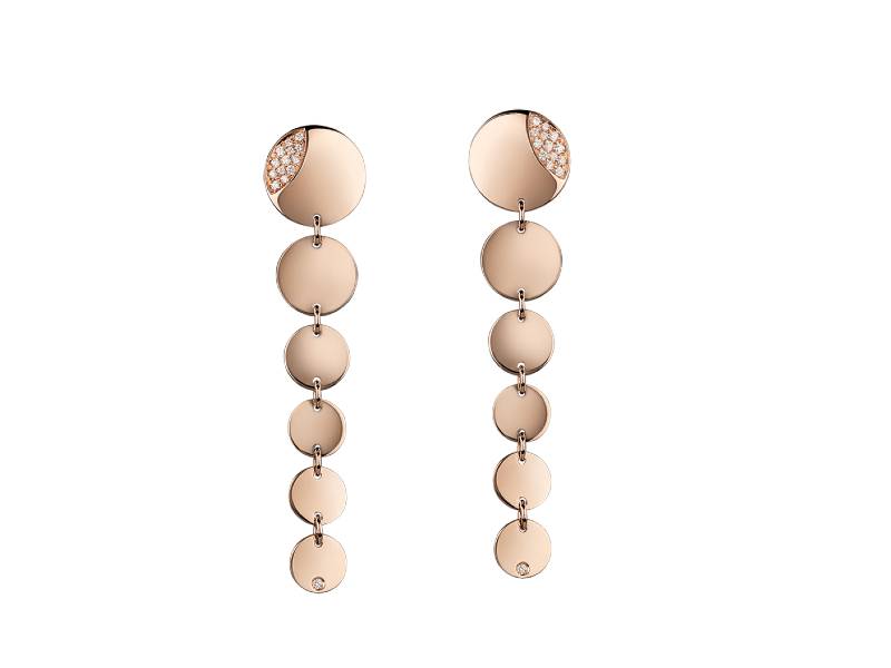 PENDANT EARRINGS IN ROSE GOLD WITH DIAMONDS PAILLETTES CHANTECLER 41089