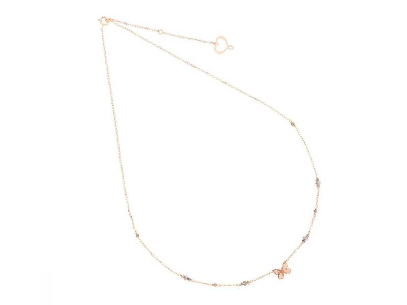 ROSE GOLD PAPILLON NECKLACE WITHBROWN DIAMONDS  AURUM MAMAN ET SOPHIE GCPAP116D