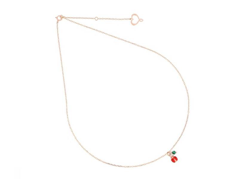 LADYBUG NECKLACE IN ROSE GOLD WITH MALACHITE DROP AURUM MAMAN ET SOPHIE GCLYB1