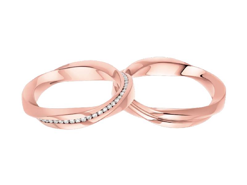 ROSE GOLD PAIR OF WEDDING RINGS WITH DIAMONDS ROSA POLELLO E3229 DR - E3229 UR