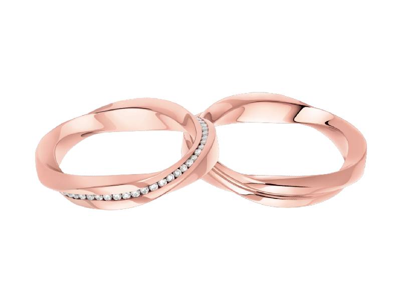 COPPIA FEDI ORO ROSA CON DIAMANTI ROSA POLELLO 3229 DR - 3229 UR