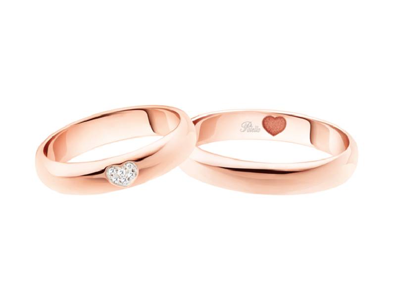 ROSE GOLD PAIR OF WEDDING RINGS WITH DIAMONDS CUORI D'AMORE POLELLO 3117 DBR - 3117 UR