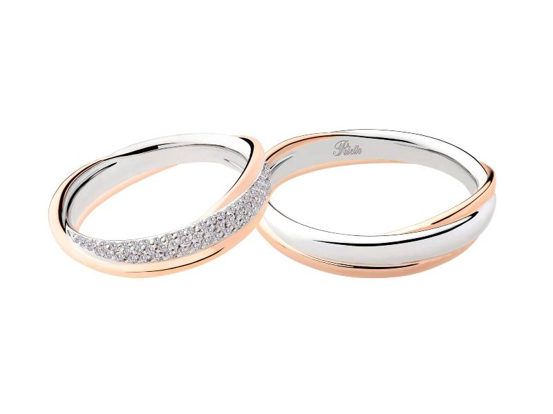 ROSE GOLD AND WHITE GOLD PAIR OF WEDDING RINGS WITH DIAMONDS  VITA MERAVIGLIOSA POLELLO C2890 DBR - C2890 UBR