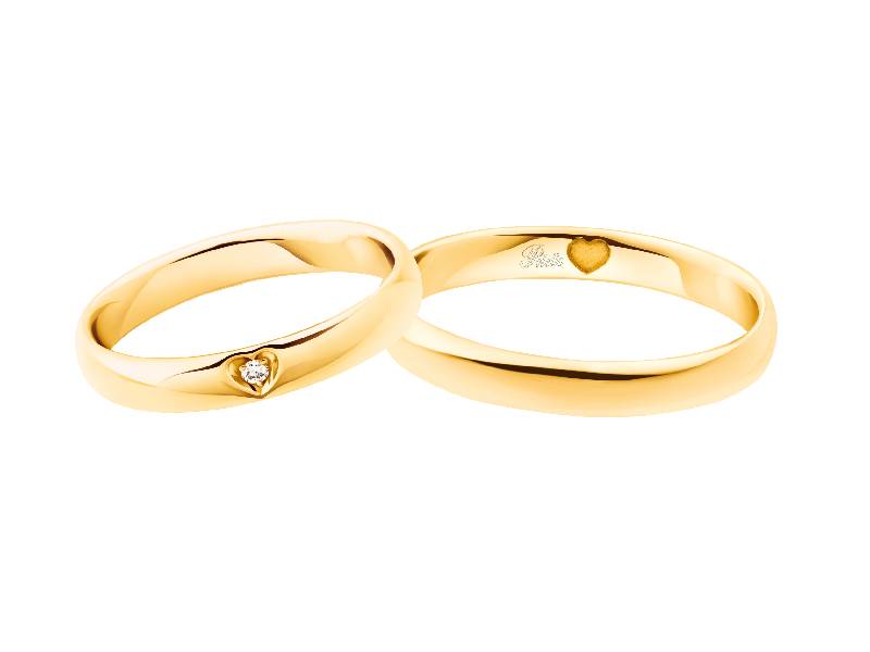 COPPIA FEDI ORO GIALLO CON DIAMANTE PENSIERI D'AMORE POLELLO 3120 DG - 3120 UG