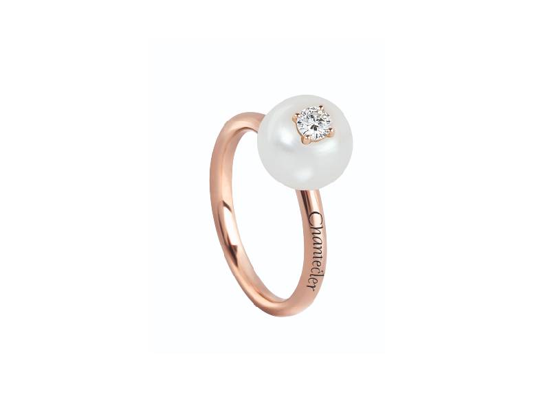 ROSE GOLD RING WITH FRESH WATER PEARL AND DIAMOND SPHERE JAM BON BON CHANTECLER 33107