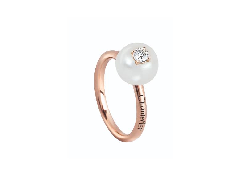 ANELLO IN ORO ROSA SFERA PERLA FRESH WATER E DIAMANTE JAM DI BON BON CHANTECLER 33107