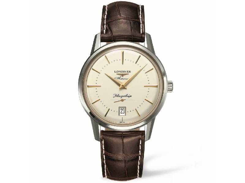 AUTOMATIC MEN'S WATCH STEEL/LEATHER FLAGSHIP HERITAGE LONGINES L4.795.4.78.2