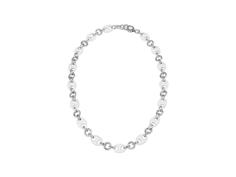 MAGLIA MARINA NECKLACE IN SILVER AND WHITE ENAMEL CAPRINESS CHANTECLER 40760