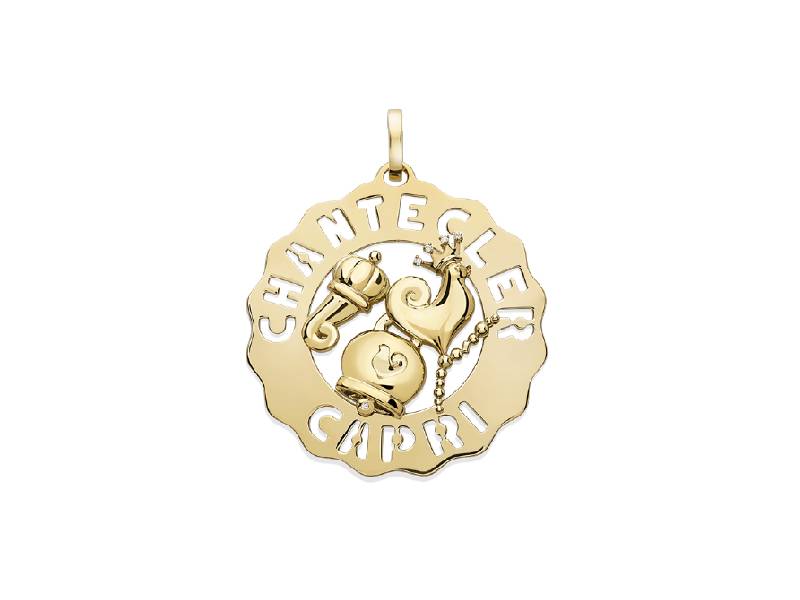 YELLOW GOLD 18KT LARGE CHARM ROOSTER, CAMPANELLA, HORN  LOGO CHANTECLER 39935