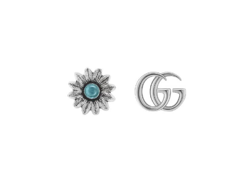 SILVER DOUBLE G FLOWER EARRINGS GGMARMONT GUCCI YBD52734400100U