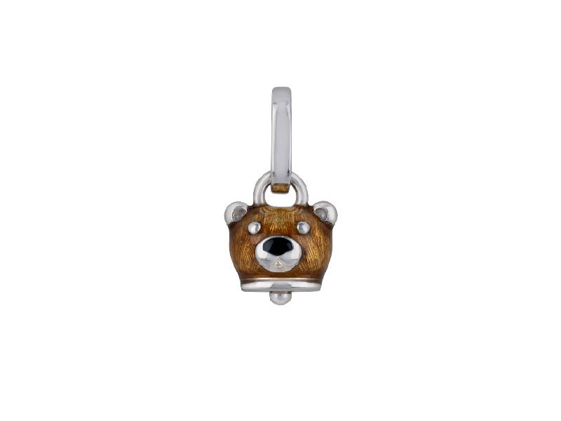 MICRO CAMPANELLA CHARM BEAR IN SILVER AND LIGHT BROWN ENAMEL ET VOILA' CHANTECLER 41128