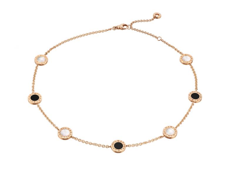 ROSE GOLD NECKLACE WITH ONYX AND MOTHER OF PEARL BULGARI BULGARI BULGARI CL857224