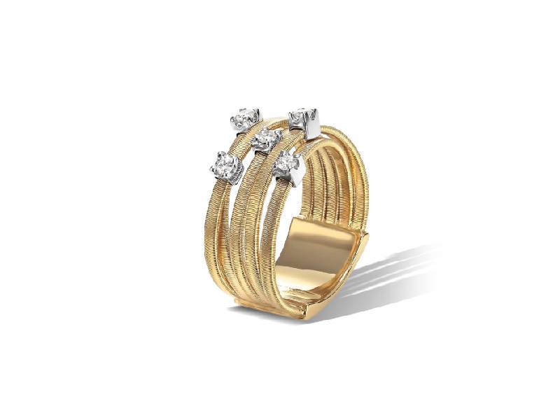 YELLOW GOLD FIVE-STRAND RING WITH DIAMONDS GOA MARCO BICEGO AG270-B