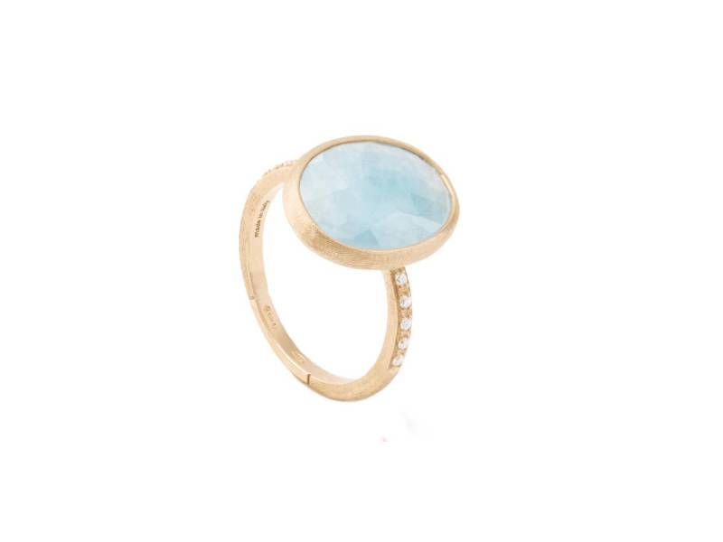 18kt Yellow Gold Ring With Diamonds And Aquamarine Siviglia Marco